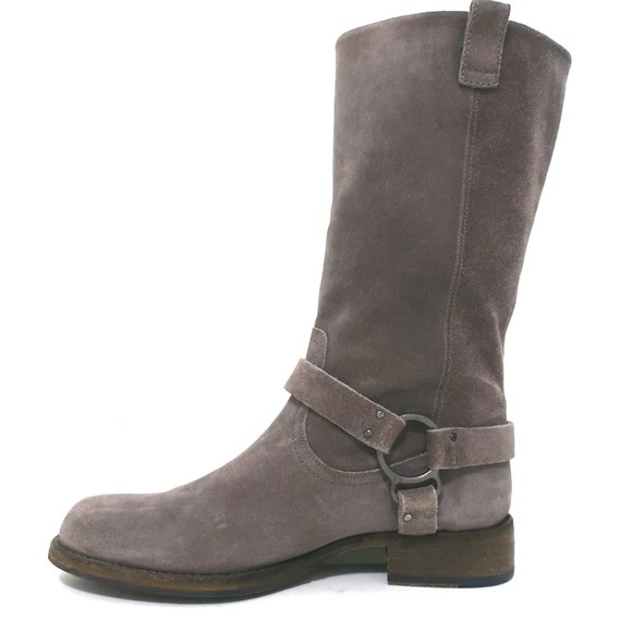 Brunello Cucinelli Moto Boots Gray Suede Size 39 Mid-Calf Biker Boots - Picture 7 of 11